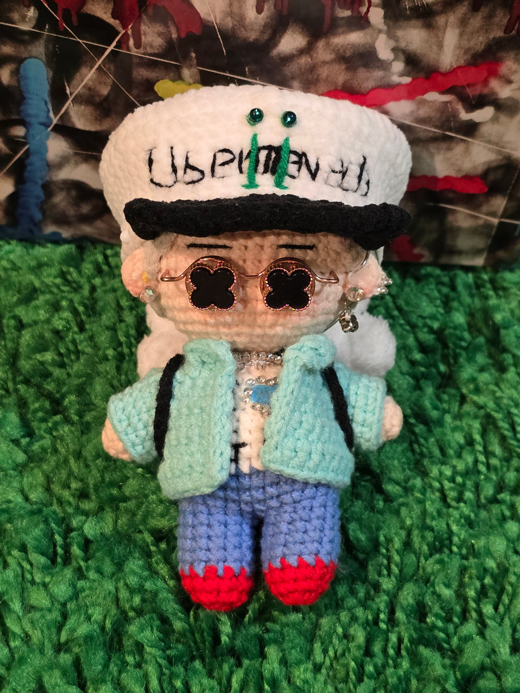 G-dragon Bigbang Mushroom Style K-pop Merchandise Handmade Full Body Crochet Doll