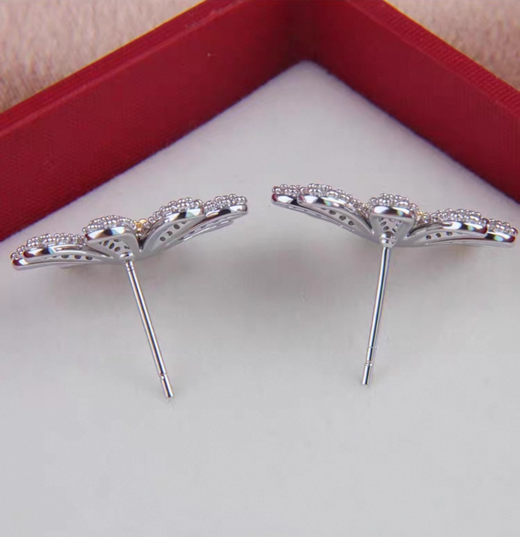 Full Rhinestone Sunflower Daisy Stud Earrings