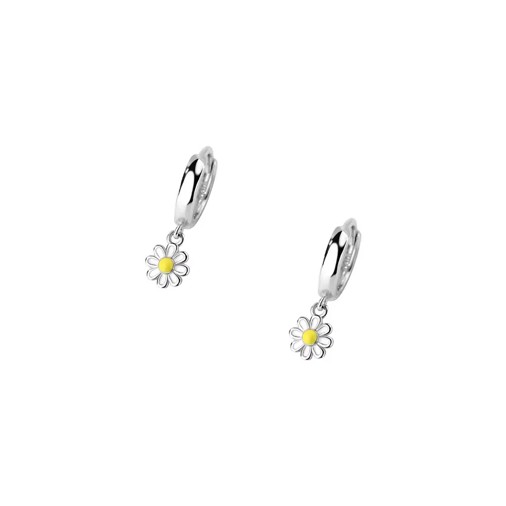 S925 Silver Small White Daisy Earrings - G-Dragon Style Jewelry