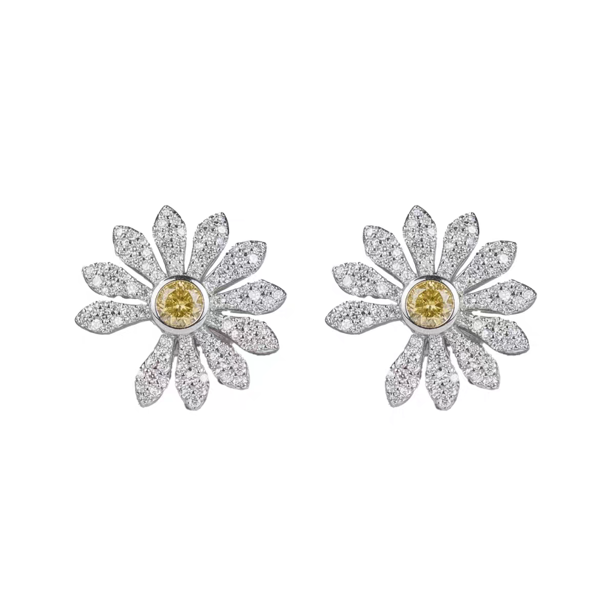 NEW!!!Bigbang G-Dragon Inspired S925 Silver Daisy Studs - Zirconia Rhinestone Daisy Earrings (4 Colors)