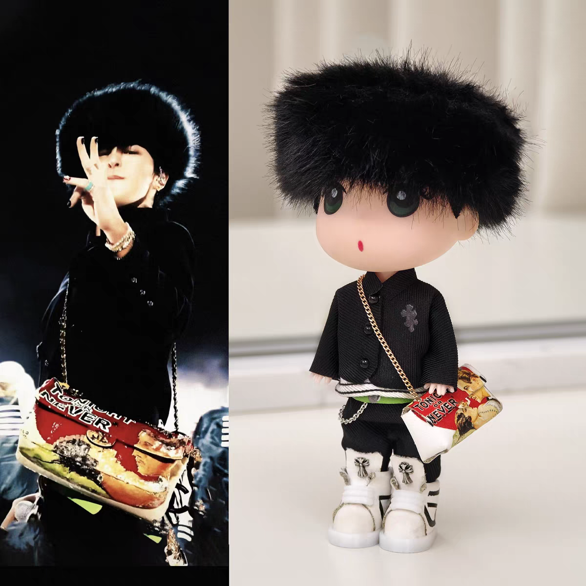G-Dragon BigBang Furry Chrome: Coachella Night K-pop Merchandise Figure & Keychain - BANGchella Edition