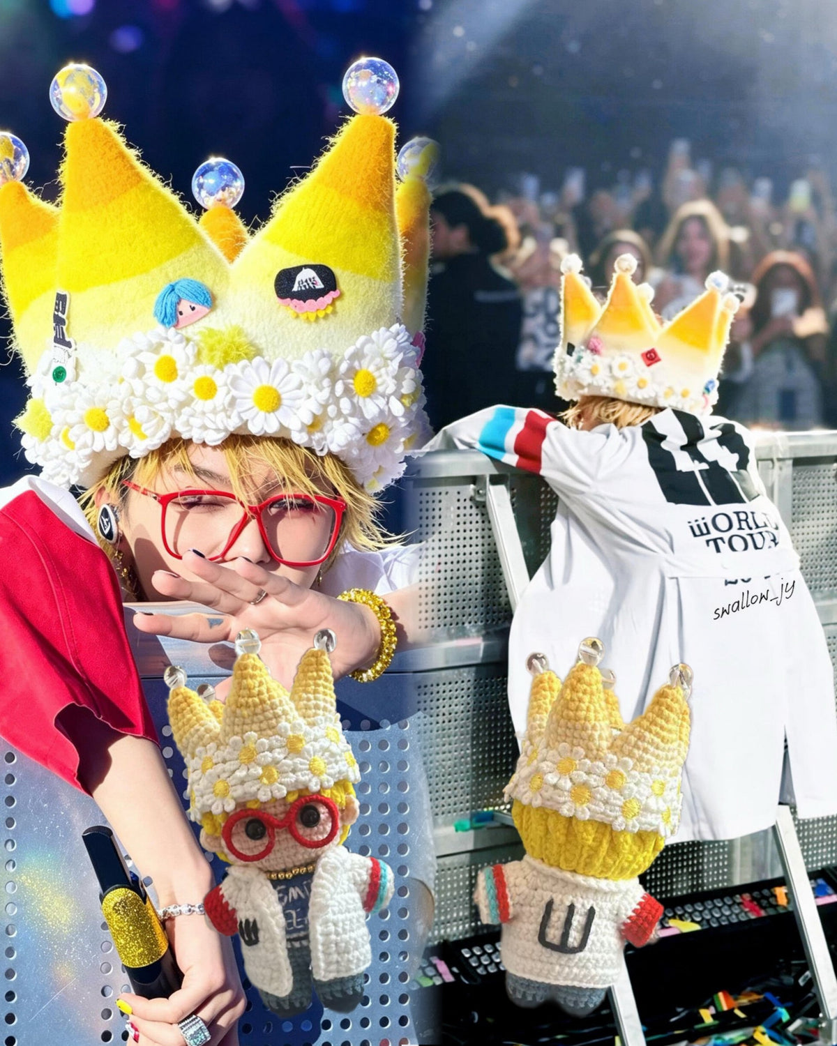 G-Dragon BigBang "COSMOS World Tour" Paris Edition Fan-Gifted Yellow Crown Full Body Crochet Doll