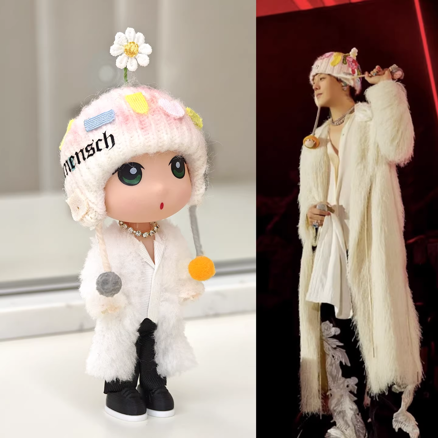 BigBang G-Dragon Concert Inspired White Wool Hat Figure / Keychain– K-pop Idol Merch