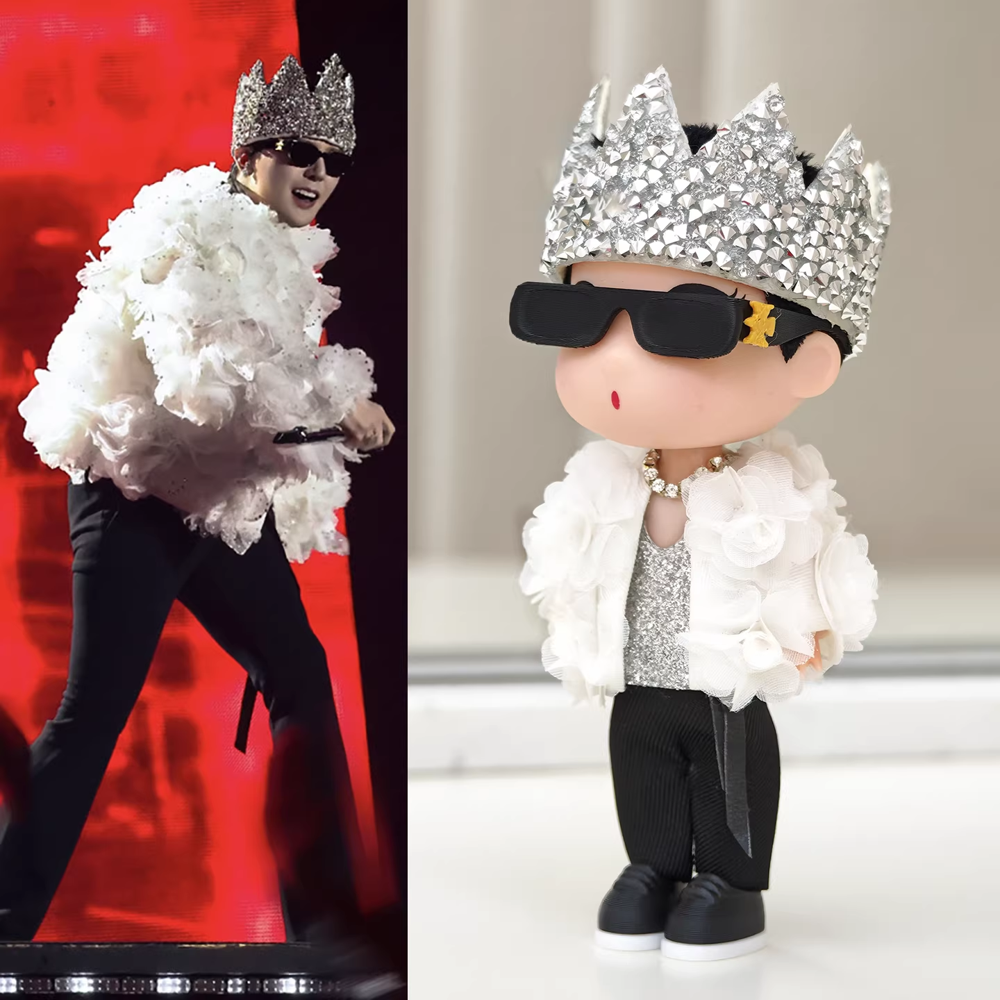BigBang G-Dragon Encore Concert White Rose Diamond Crown Inspired Keychain/Figure – K-pop Idol Merch
