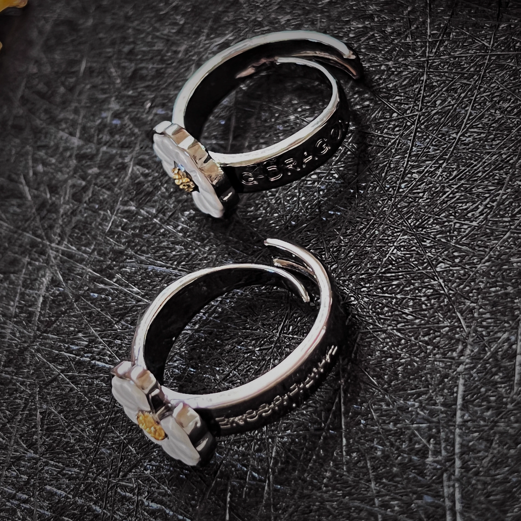 Bigbang G-Dragon Inspired White Daisy Ring Open Design Fits All Finger Sizes