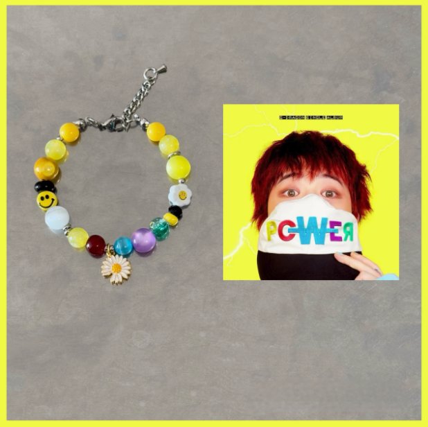 Bigbang G-Dragon Power Album Cover Concept Bracelet - Handmade Little Daisy Smiley Face Rainbow Bracelet